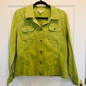 JM Collection Denim Jean Jacket Lime Green Size 14